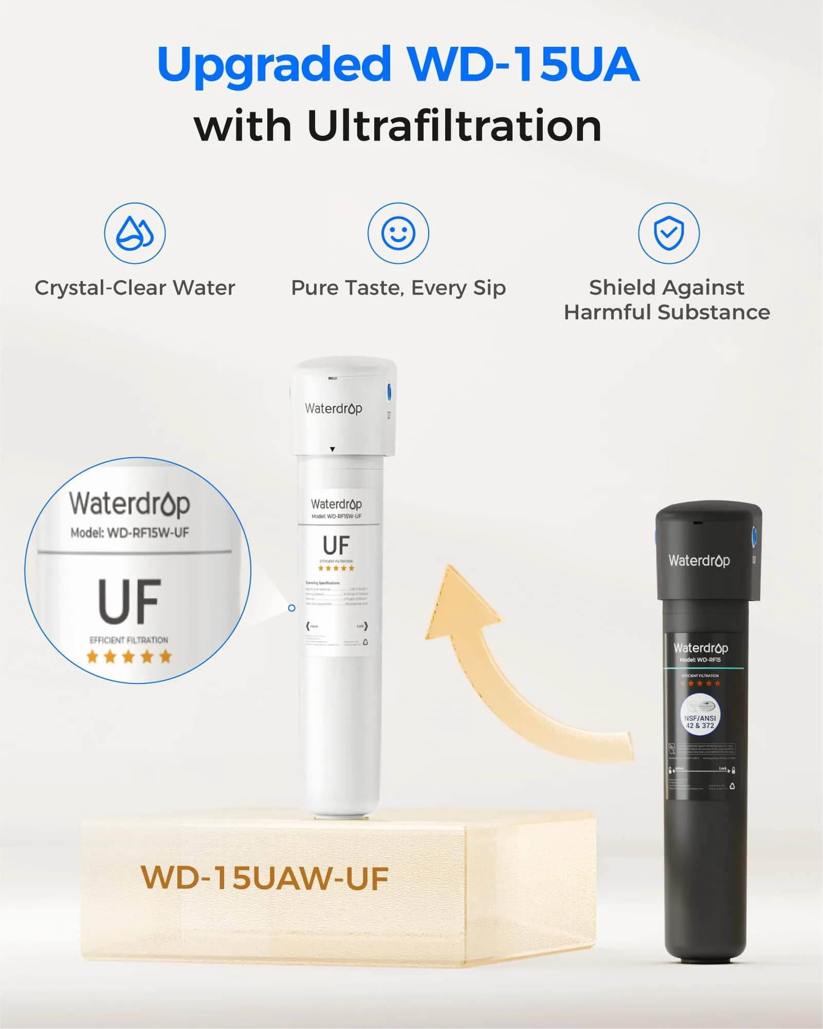 Waterdrop 15UBW-UF Ultra Filtration Under Sink Water Filter System 19000 Gallons | Reduces Lead, Chlorine, Bad Taste & Odor - view 3