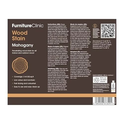 Furniture Clinic Wood Stain, Water-Based & Fast Drying, Mahogany | Non-Toxic Indoor & Outdoor Finish (102 words) thumbnail 9