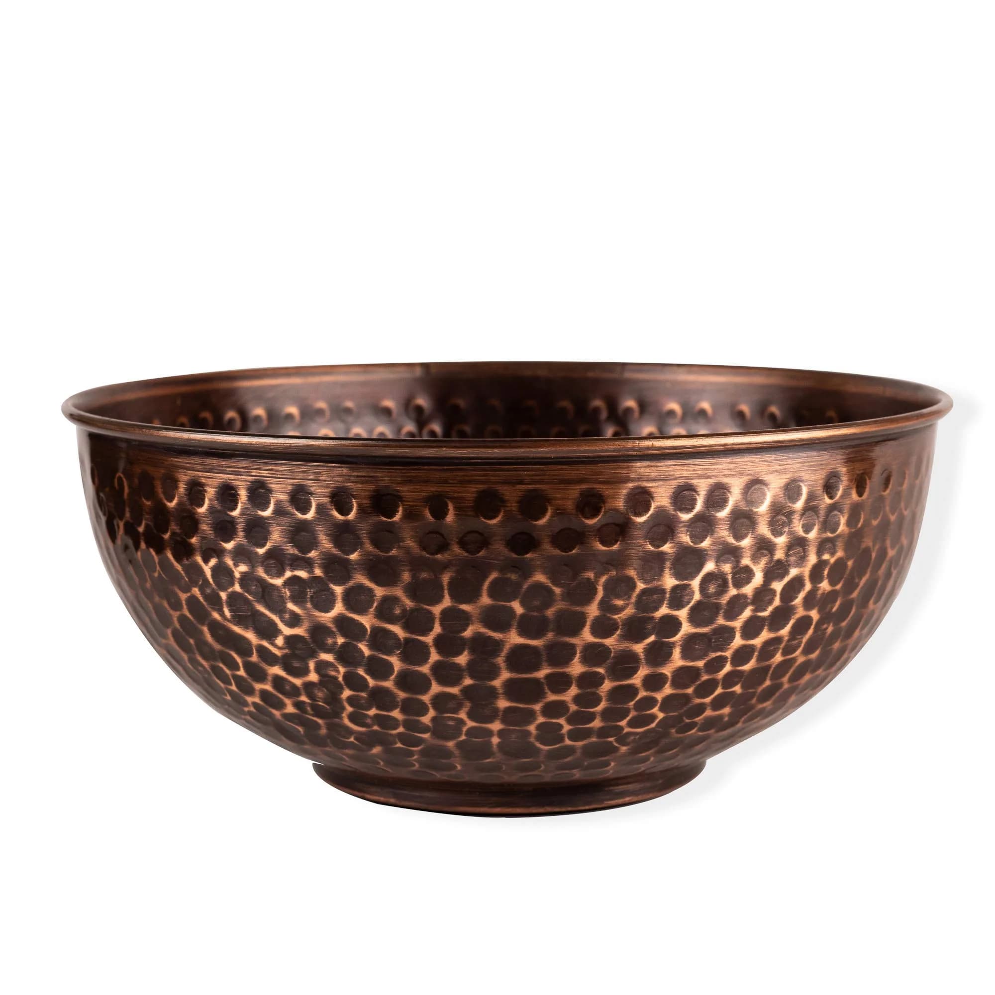 GoCraft Antique Copper Mixing Bowl 7.5 inch | Handcrafted Hammered Copper Bowl for Whisking Eggs, Tossing Salad, Serving, or Kitchen Décor — Antique Copper