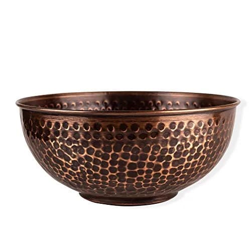 GoCraft Antique Copper Mixing Bowl 7.5 inch | Handcrafted Hammered Copper Bowl for Whisking Eggs, Tossing Salad, Serving, or Kitchen Décor thumbnail 1