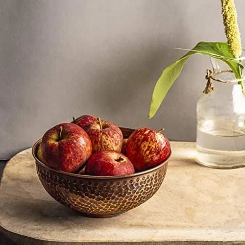 GoCraft Antique Copper Mixing Bowl 7.5 inch | Handcrafted Hammered Copper Bowl for Whisking Eggs, Tossing Salad, Serving, or Kitchen Décor thumbnail 6