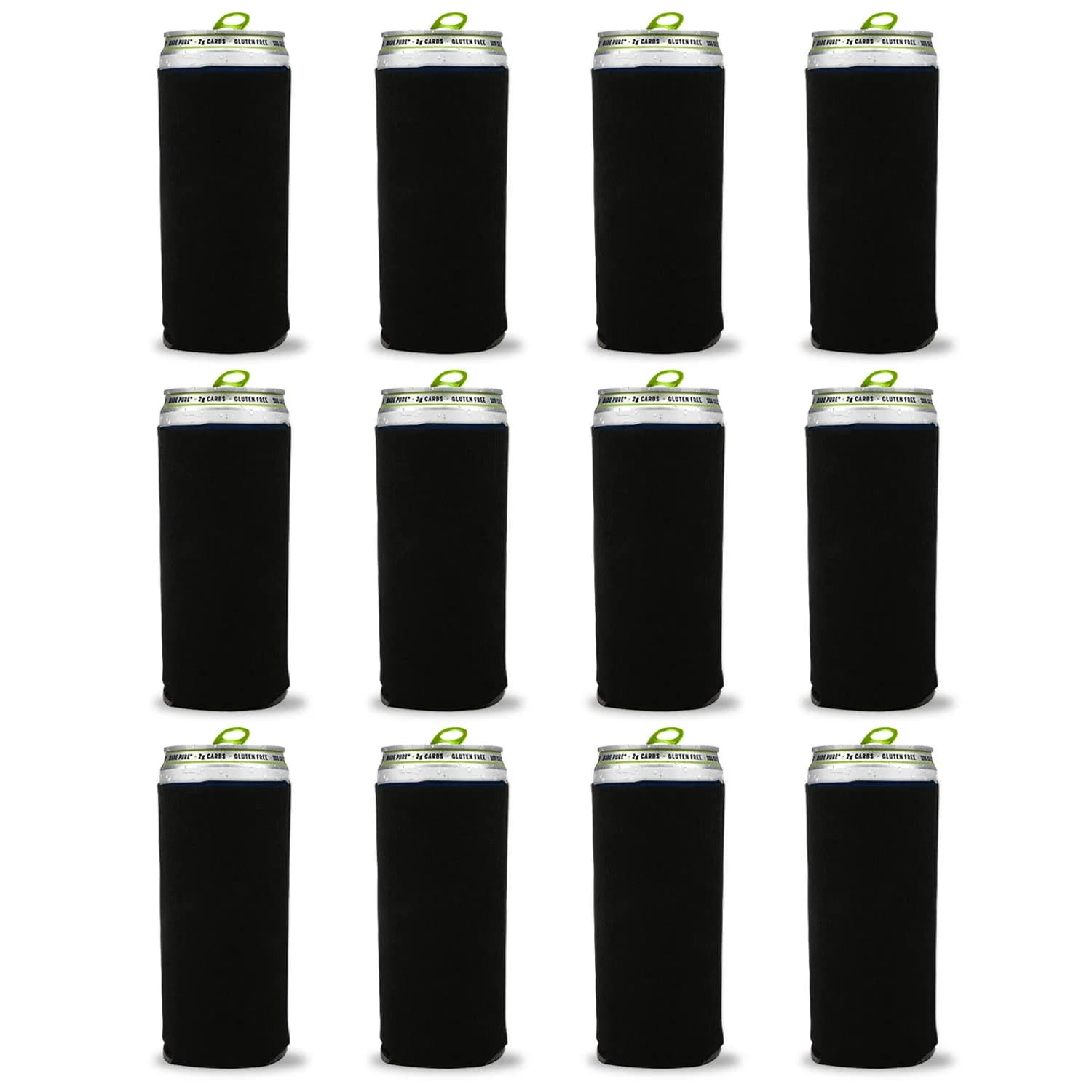 Kropsis Black 12 oz Beverage Insulator | Customizable Slim Can Cooler Sleeve (15.5cm x 23cm x 8.7cm)