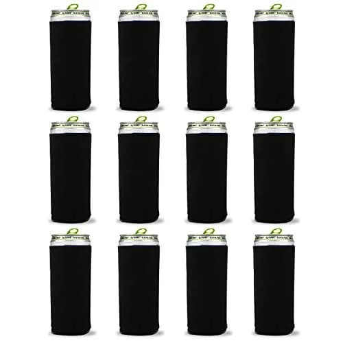 Kropsis Black 12 oz Beverage Insulator | Customizable Slim Can Cooler Sleeve (15.5cm x 23cm x 8.7cm) thumbnail 1