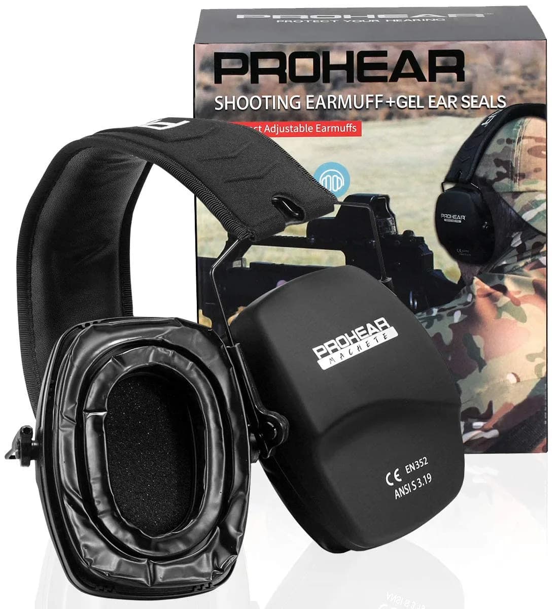 PROHEAR 016-GEP02 Shooting Earmuffs NRR 26dB Gel Cushions | 205g (0.46 lb) Passive Noise Reduction - main product image