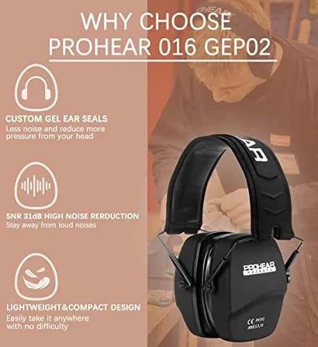 PROHEAR 016-GEP02 Shooting Earmuffs NRR 26dB Gel Cushions | 205g (0.46 lb) Passive Noise Reduction thumbnail 7