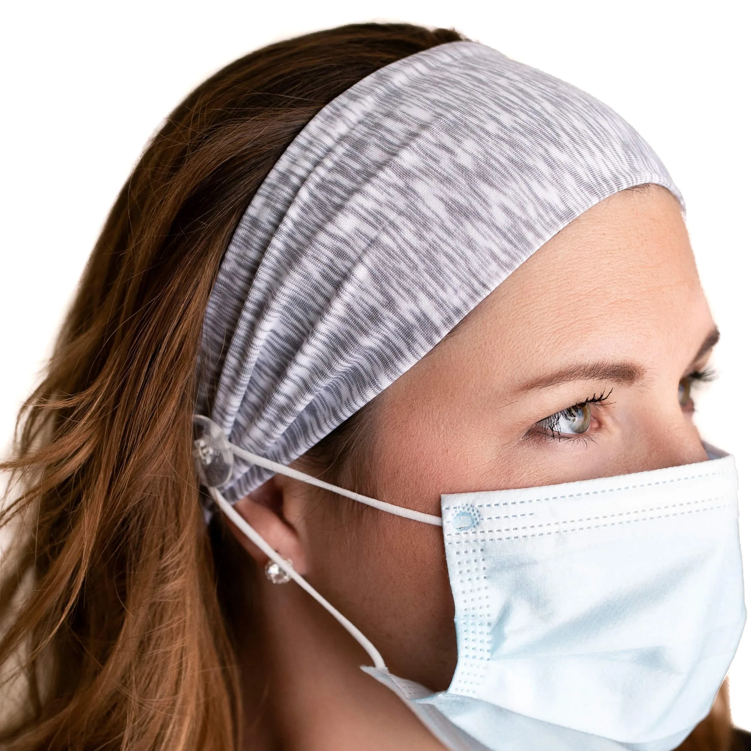 Three Little Tots Savior Band Headband with Buttons for Mask 1.2cm (Cozy Gray) - main product image