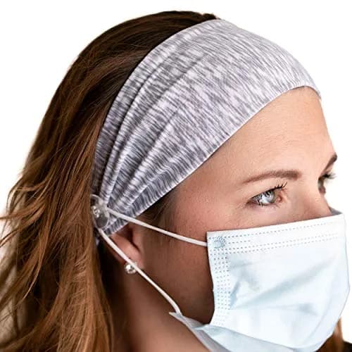 Three Little Tots Savior Band Headband with Buttons for Mask 1.2cm (Cozy Gray) thumbnail 1