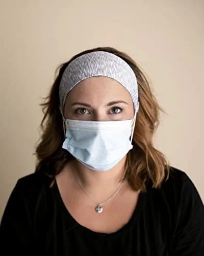 Three Little Tots Savior Band Headband with Buttons for Mask 1.2cm (Cozy Gray) thumbnail 2