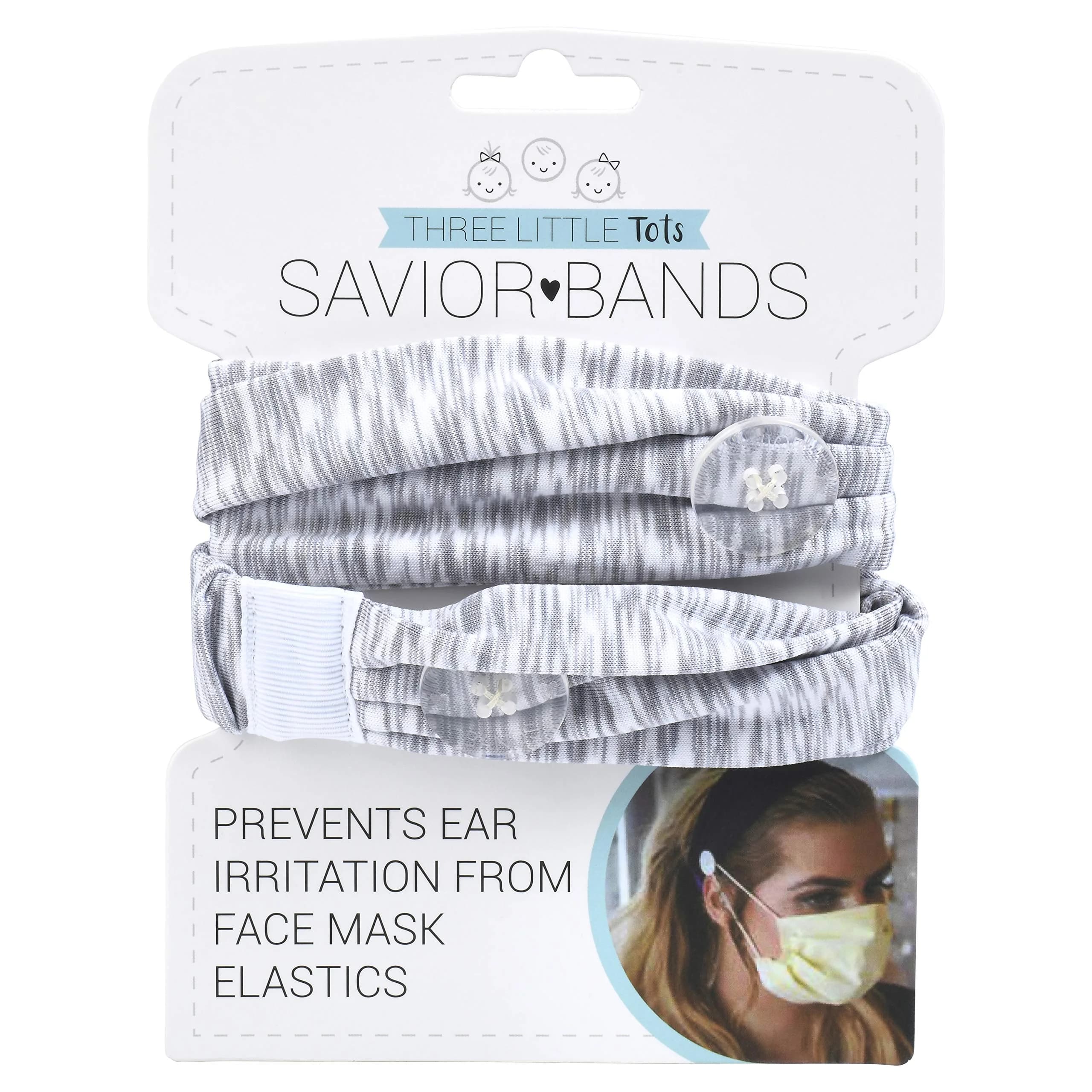 Three Little Tots Savior Band Headband with Buttons for Mask 1.2cm (Cozy Gray) - view 3