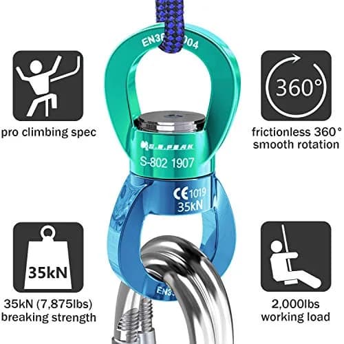 PROND 35kN Swing Swivel Rotational Device 85mm (3.35in) | Heavy Duty Rope Swivel for Aerial Dance, Hammock, Tree Swings thumbnail 4