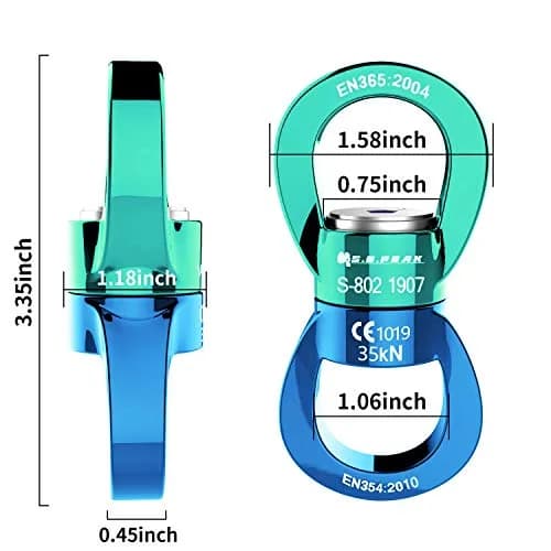PROND 35kN Swing Swivel Rotational Device 85mm (3.35in) | Heavy Duty Rope Swivel for Aerial Dance, Hammock, Tree Swings thumbnail 3