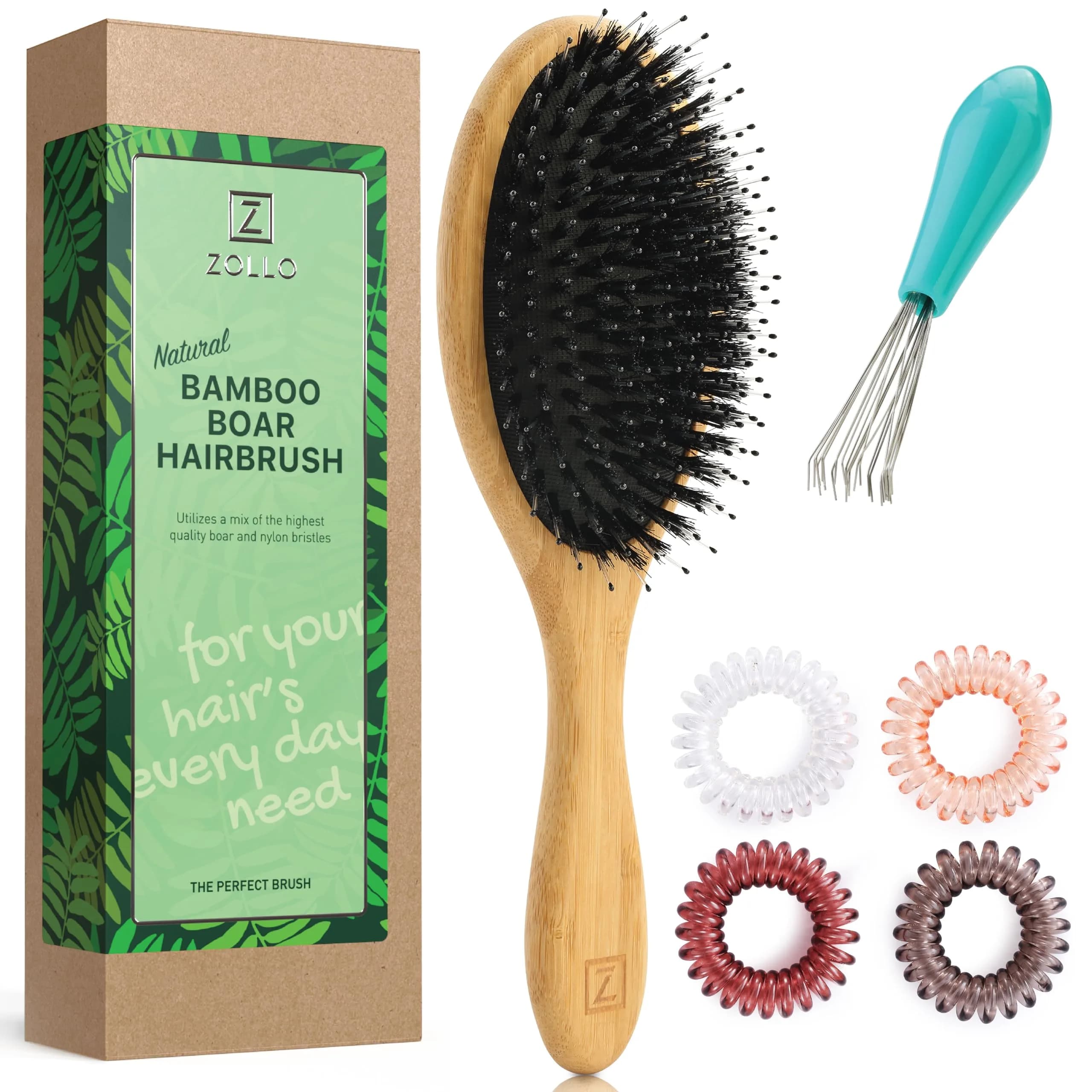 Zollo Natural Boar Bristle Hair Brush Oval | Detangles, Smooths Frizz, Restores Moisture - view 7