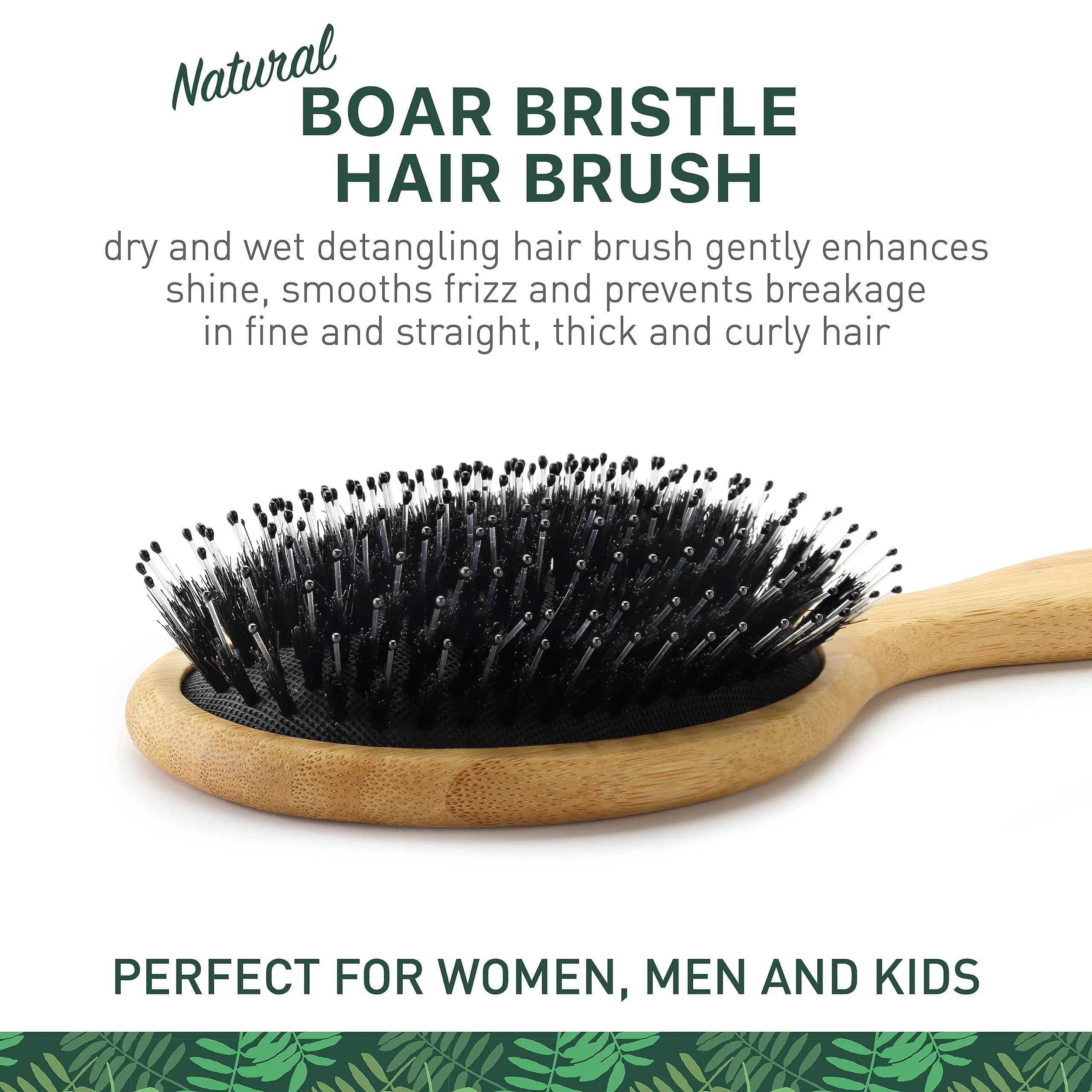 Zollo Natural Boar Bristle Hair Brush Oval | Detangles, Smooths Frizz, Restores Moisture - view 2