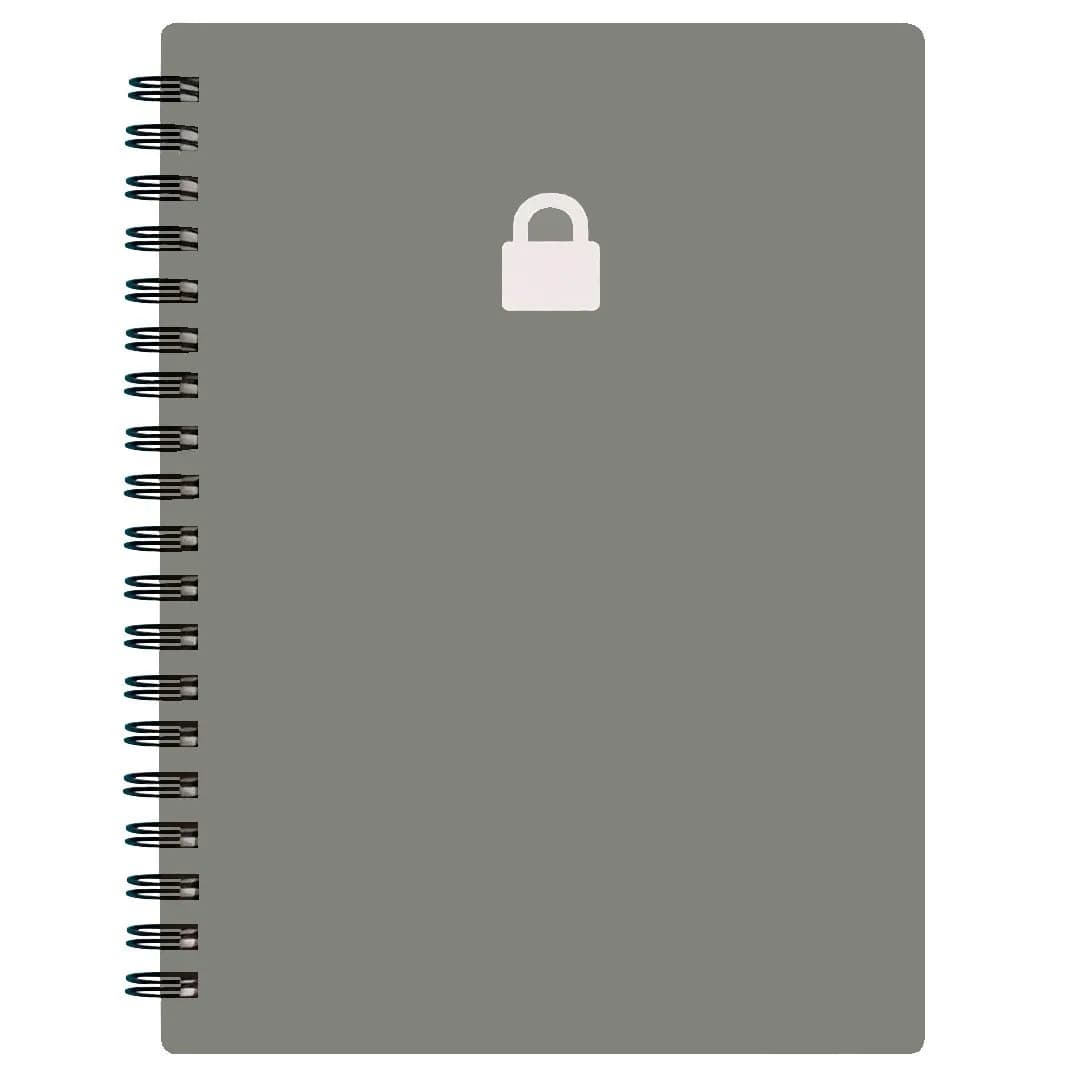 Nokingo Grey Spiral Password Book with A-Z Tabs | 177ml (5x7 Inch) Internet Login Keeper