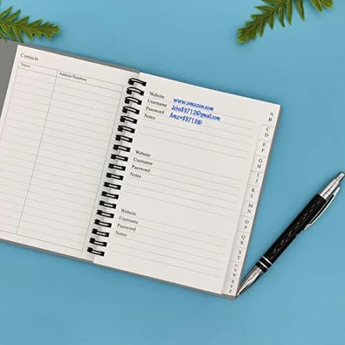 Nokingo Grey Spiral Password Book with A-Z Tabs | 177ml (5x7 Inch) Internet Login Keeper thumbnail 3