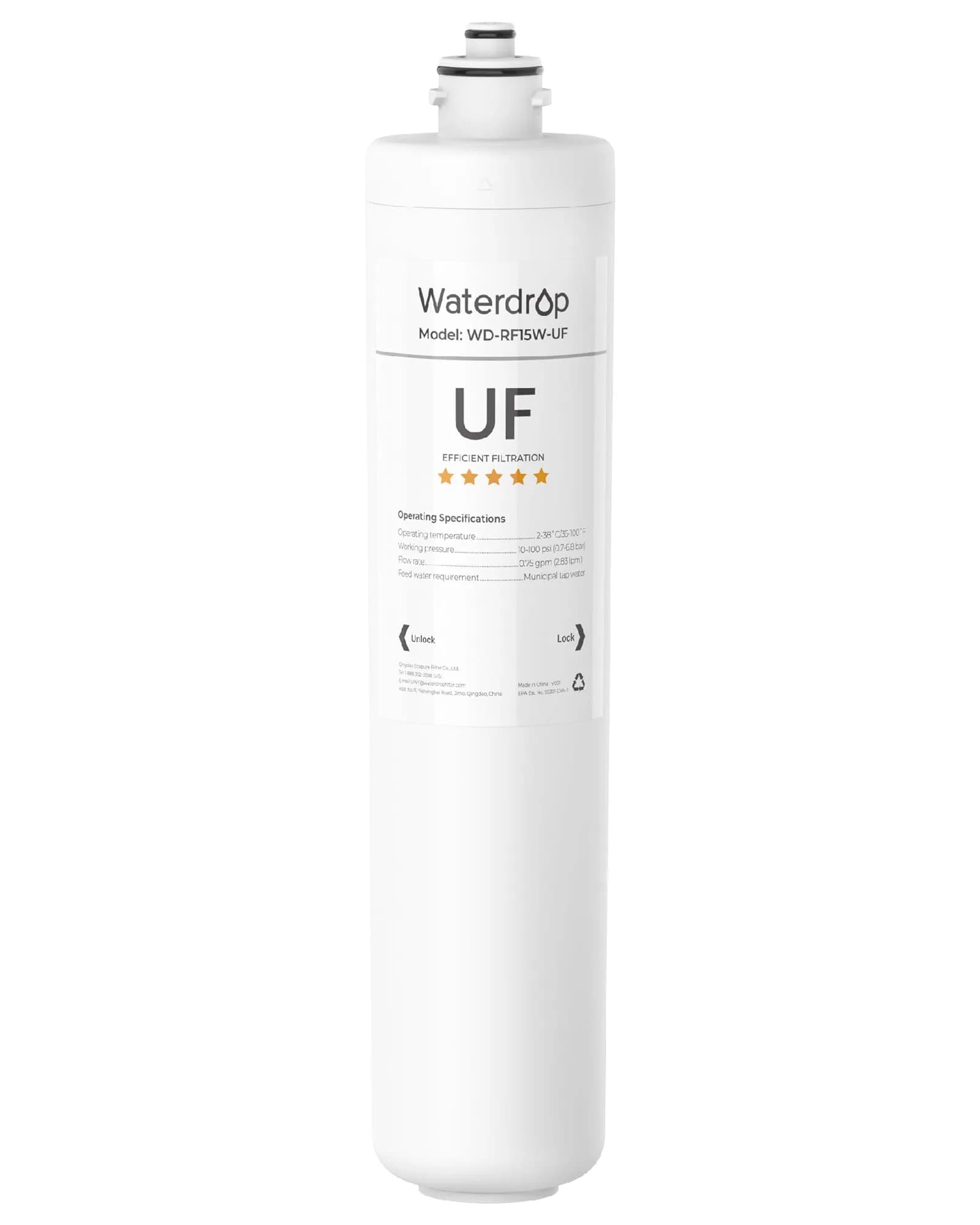 Waterdrop RF15W-UF Under Sink Water Filter Replacement 15693 ml (530 Fl Oz) | Reduces Lead, Chlorine, Bad Taste & Odor, 2 Years
