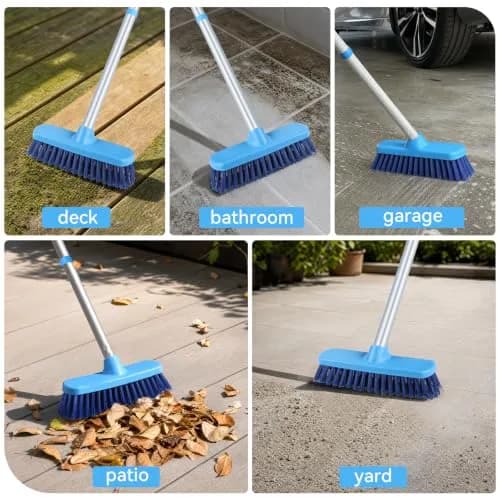 YONILL Long Handle Deck Scrub Brush with Extendable Pole | 127cm (50") Adjustable for Indoor & Outdoor Cleaning thumbnail 5