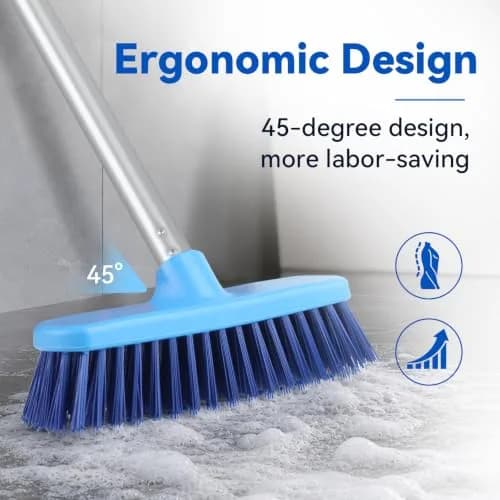 YONILL Long Handle Deck Scrub Brush with Extendable Pole | 127cm (50") Adjustable for Indoor & Outdoor Cleaning thumbnail 3