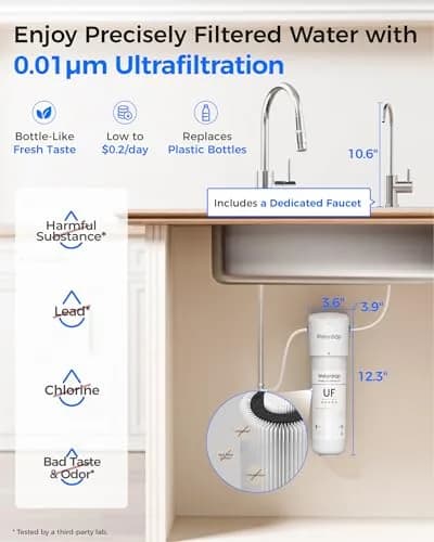 Waterdrop 10UBW-UF Ultra Filtration Under Sink Water Filter System 11000 Gallons | Reduces Lead Chlorine Taste Odor thumbnail 2