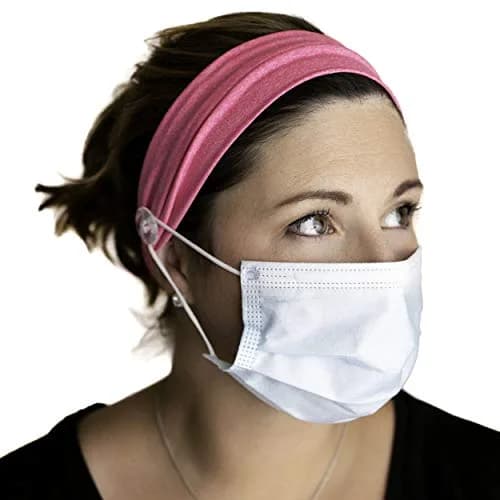 Three Little Tots Savior Band Headbands with Buttons for Mask, Pink | Mask Irritation Relief & Discreet Style thumbnail 1