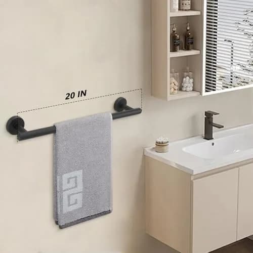 NearMoon Matte Black Stainless Steel Towel Bar | 50.8cm (20 Inch) Wall Mounted Holder thumbnail 5