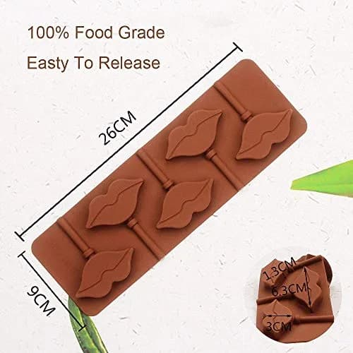 MoldFun 2Pcs Red Lips Lollipop Molds with 20Pcs Sticks | Food Grade Silicone Candy Molds thumbnail 3