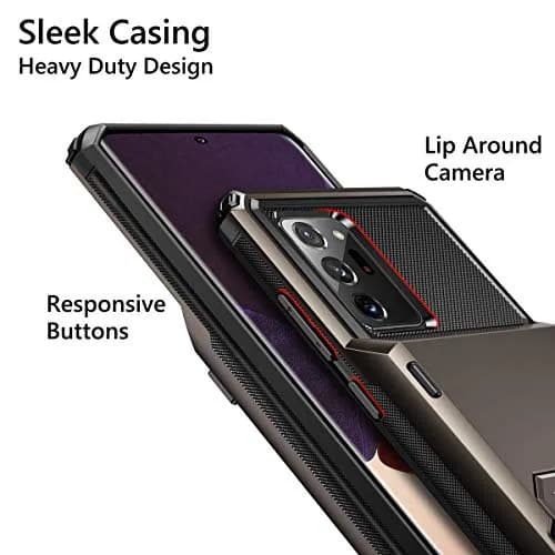 Vofolen for Galaxy Note 20 Ultra Case 5G Wallet with Card Holder Gun Metal | Dual Layer Protection & Card Storage thumbnail 4