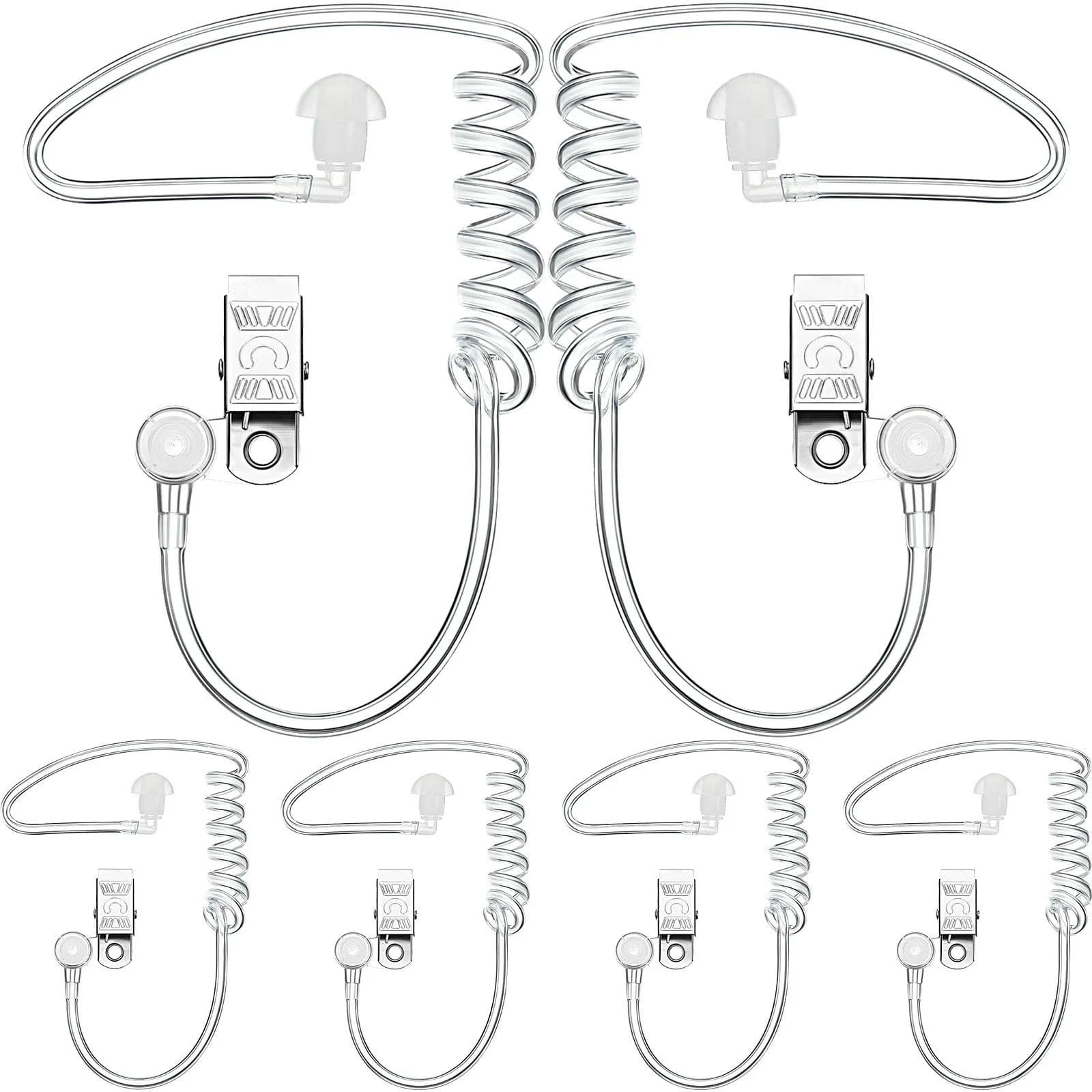Sumind 8 Pcs Security Earpiece Acoustic Tube Replacement for 2-Way Radio | Costume Prop with Metal Clip — Black