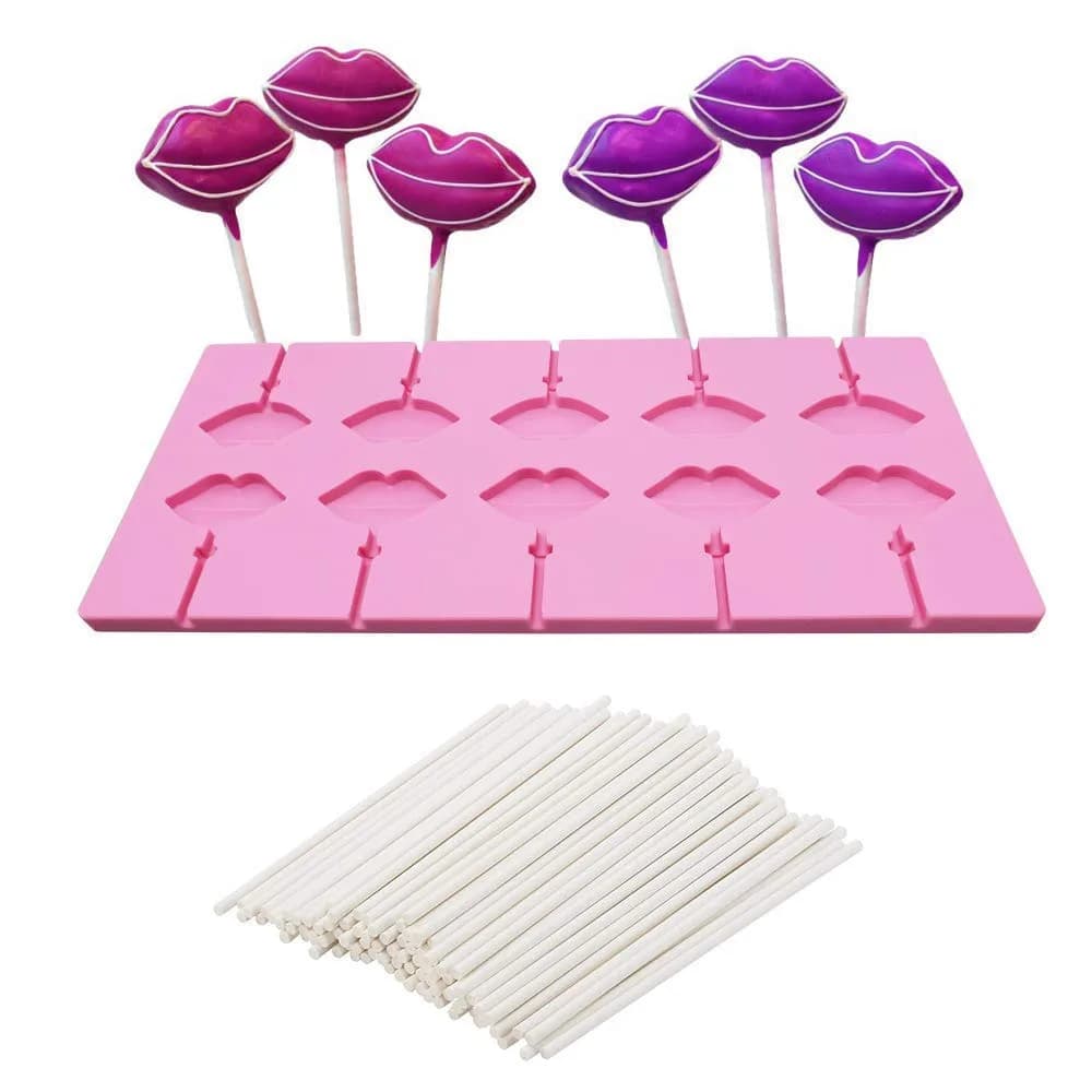 MoldFun Food Preparation Mold 10 Cavities Red Lips | Food-Grade Silicone, Easy Release — Random Color,Red