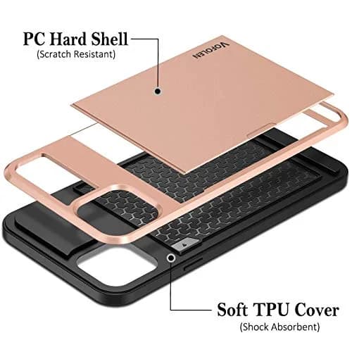 Vofolen Rose Gold Wallet Case for iPhone 12 Mini (5.4 inch) | Holds 2 Cards, Slim Hybrid Design thumbnail 6