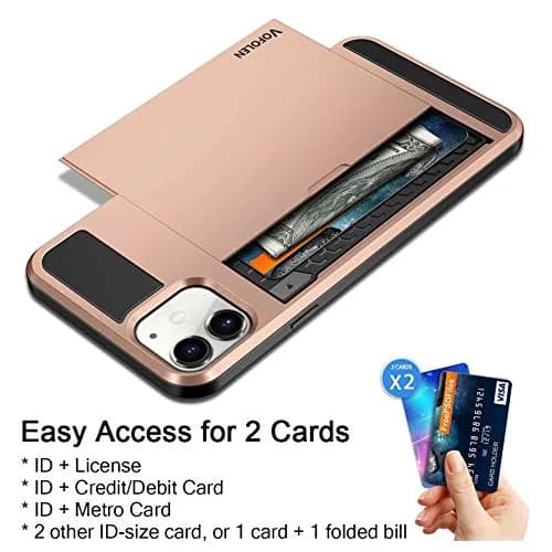 Vofolen Rose Gold Wallet Case for iPhone 12 Mini (5.4 inch) | Holds 2 Cards, Slim Hybrid Design thumbnail 3