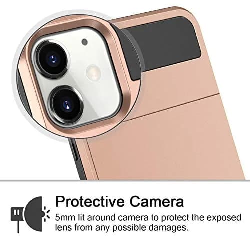 Vofolen Rose Gold Wallet Case for iPhone 12 Mini (5.4 inch) | Holds 2 Cards, Slim Hybrid Design thumbnail 4