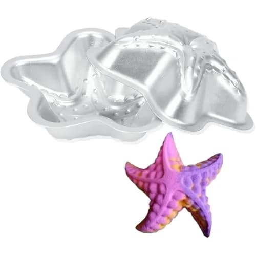 Dioche Bath Bomb Mold Set 3 Shapes | Aluminium Alloy Durable & Hygienic (Sea Star, Conch, Petal) | 2 pcs thumbnail 1