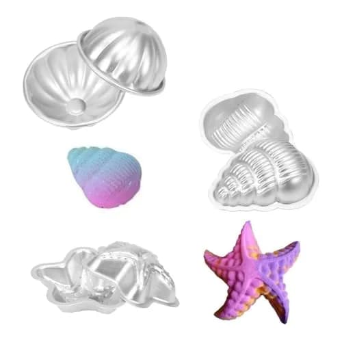 Dioche Bath Bomb Mold Set 3 Shapes | Aluminium Alloy Durable & Hygienic (Sea Star, Conch, Petal) | 2 pcs thumbnail 2