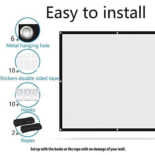 Jscreen 60 inch Projector Screen 16:9 HD Foldable Anti-Crease Portable Projection Movies Screen for Home Theater Outdoor Indoor Support Double Sided Projection thumbnail 3