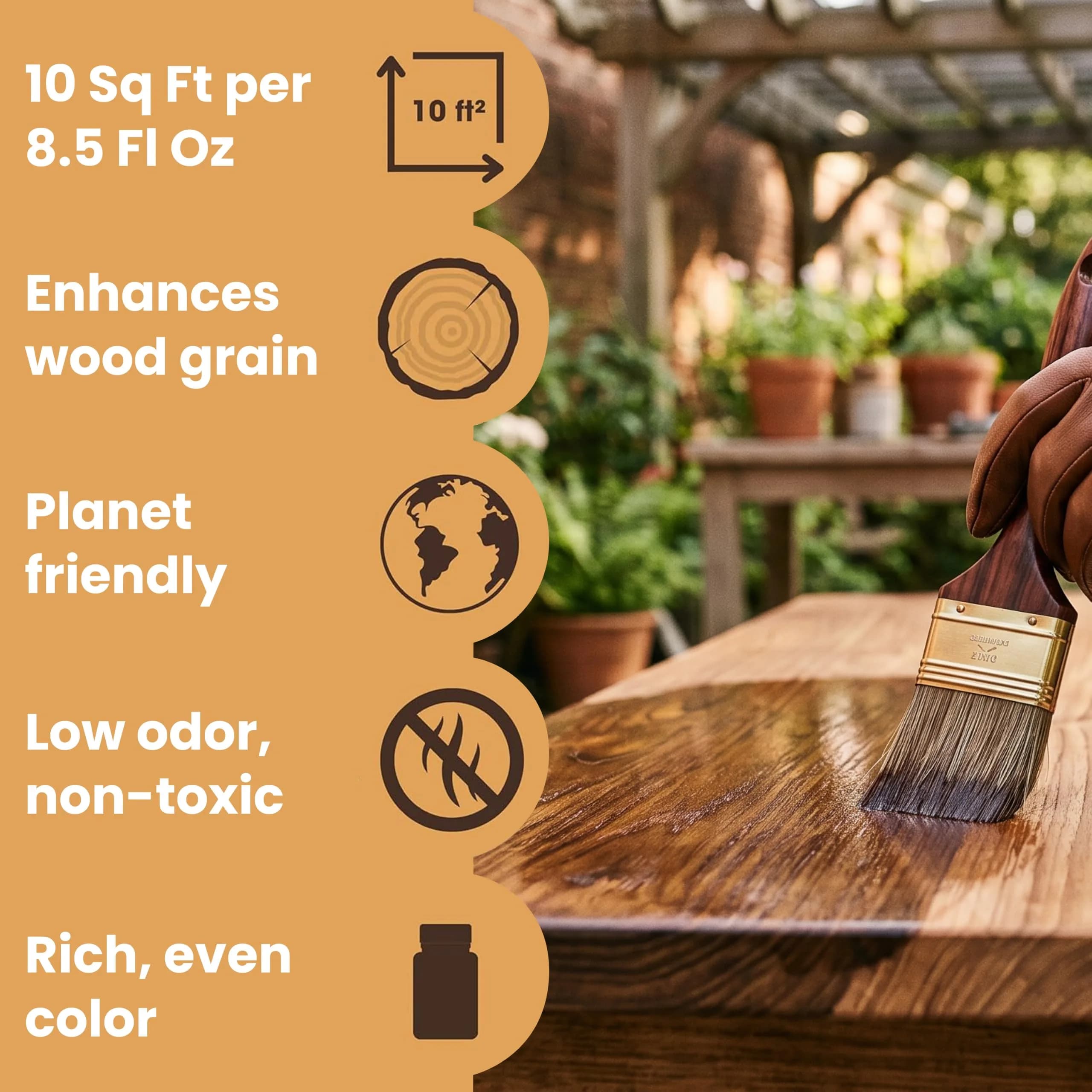 Furniture Clinic Walnut Wood Stain 250ml (8.5 Fl Oz) | Water Based, Fast Drying, Low Odor - view 6