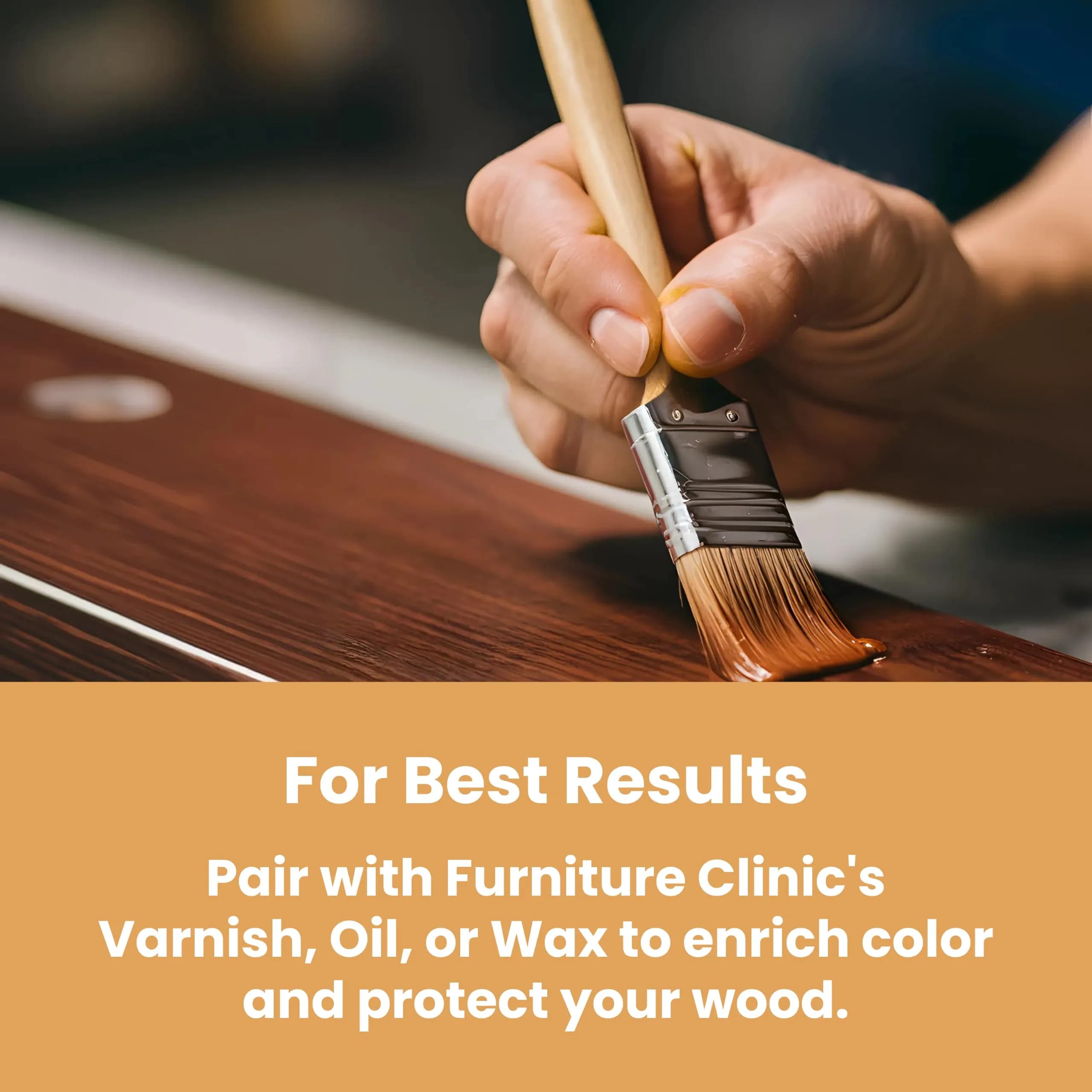 Furniture Clinic Walnut Wood Stain 250ml (8.5 Fl Oz) | Water Based, Fast Drying, Low Odor - view 9
