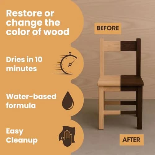 Furniture Clinic Walnut Wood Stain 250ml (8.5 Fl Oz) | Water Based, Fast Drying, Low Odor thumbnail 3