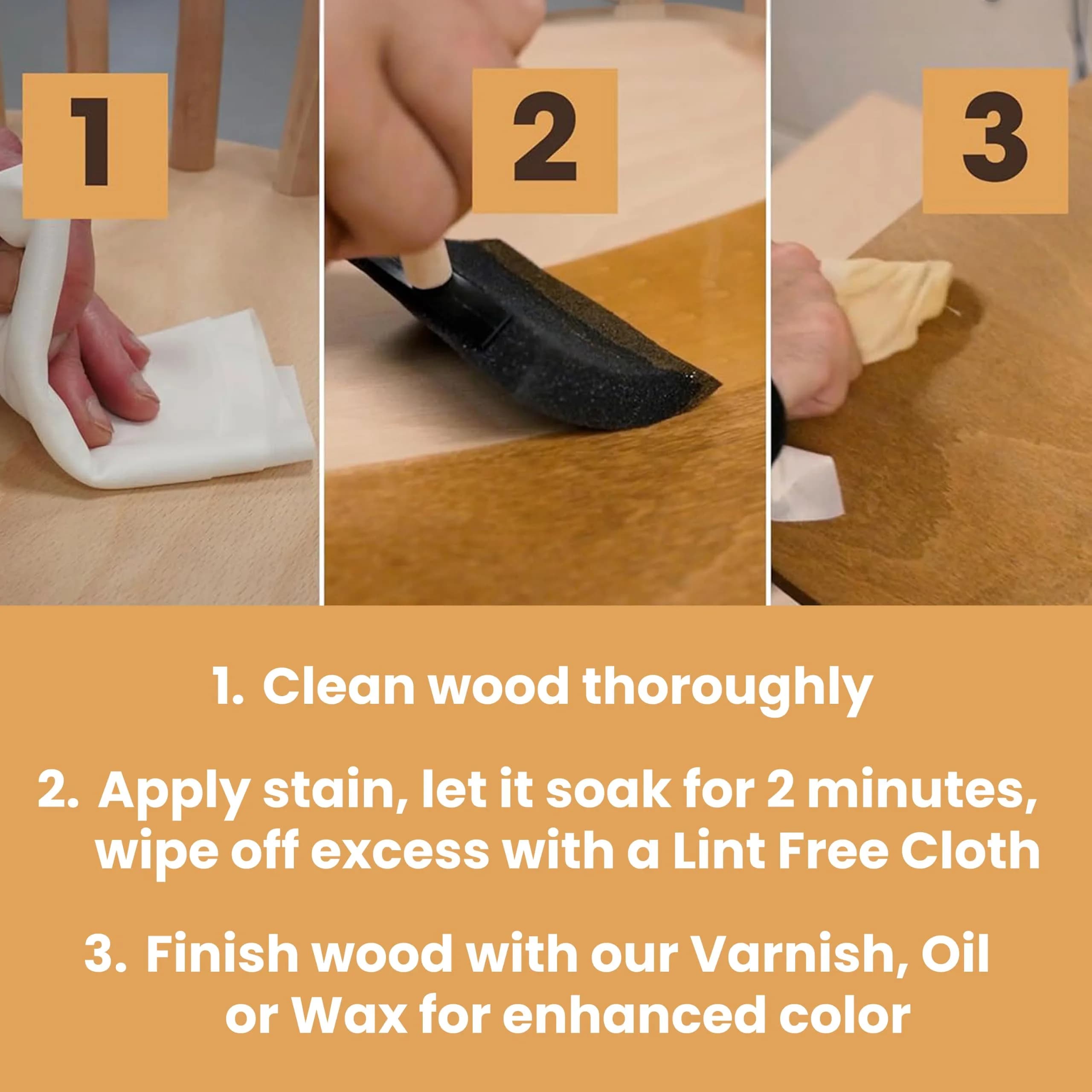Furniture Clinic Walnut Wood Stain 250ml (8.5 Fl Oz) | Water Based, Fast Drying, Low Odor - view 4