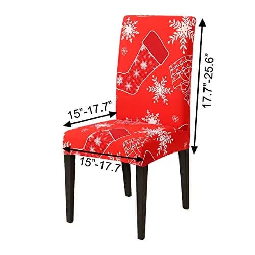 Ogrmar 4PCS Stretch Removable Washable Dining Chair Protector Slipcovers Christmas Decoration/Home Decor (17.7-25.6 inch Back Height) thumbnail 6