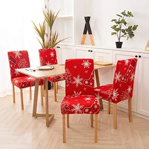 Ogrmar 4PCS Stretch Removable Washable Dining Chair Protector Slipcovers Christmas Decoration/Home Decor (17.7-25.6 inch Back Height) thumbnail 7
