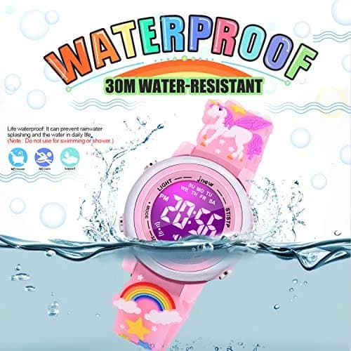 VAPCUFF Unicorn Kids Watch for Girls Ages 3-12, Pink Silicone Strap | Fun Cartoon Analog-Digital Watch with LED Light thumbnail 4