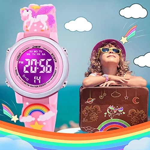 VAPCUFF Unicorn Kids Watch for Girls Ages 3-12, Pink Silicone Strap | Fun Cartoon Analog-Digital Watch with LED Light thumbnail 5