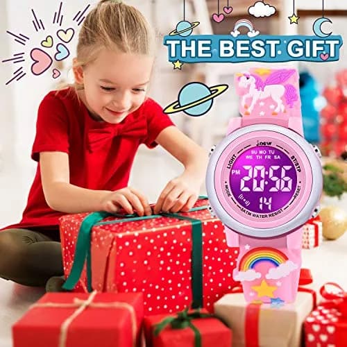 VAPCUFF Unicorn Kids Watch for Girls Ages 3-12, Pink Silicone Strap | Fun Cartoon Analog-Digital Watch with LED Light thumbnail 6
