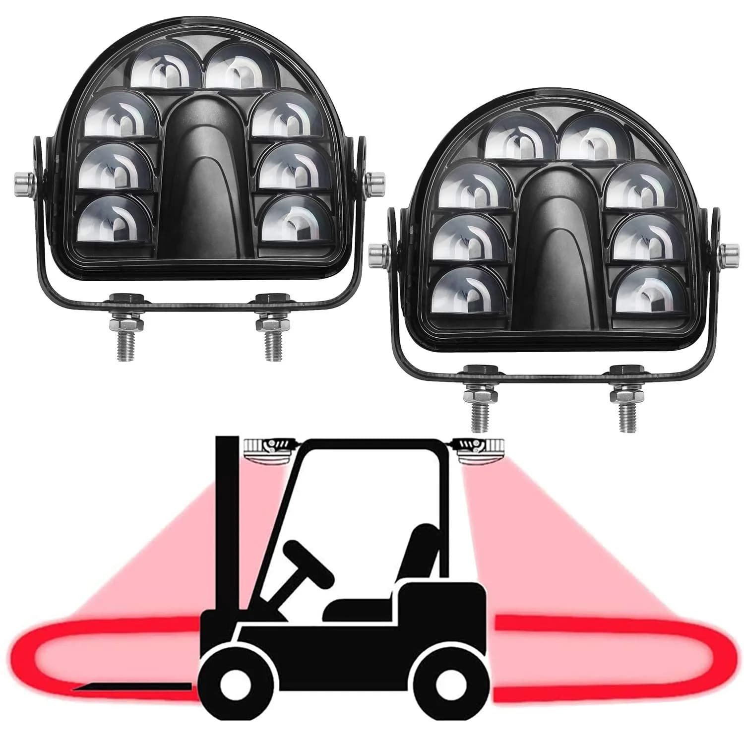 ONERAY LED Forklift Safety Light Red Arc Warning 20W 2-Pack | DC10-80V Wide Voltage — 2-Pack