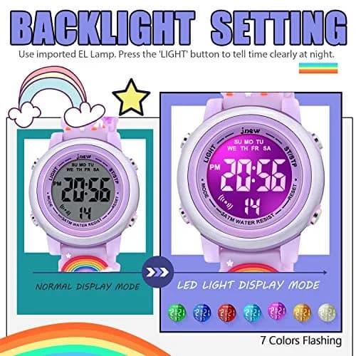 VAPCUFF Unicorn Purple Kids Watch for Girls Age 3-12 | Digital Time Teacher with LED Light & 30M Water Resistance thumbnail 3