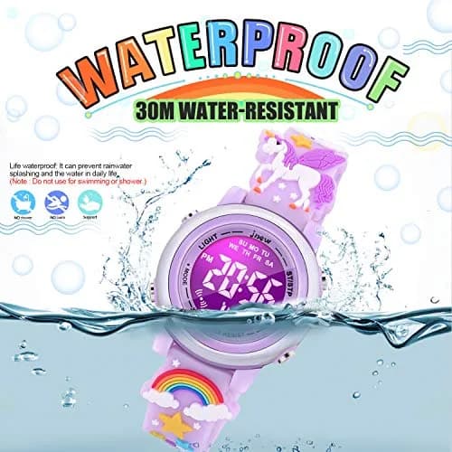 VAPCUFF Unicorn Purple Kids Watch for Girls Age 3-12 | Digital Time Teacher with LED Light & 30M Water Resistance thumbnail 4