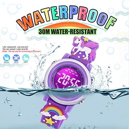 VAPCUFF Unicorn Watch for Girls Age 3-12 | 30M Waterproof Digital Toy Watch with LED Light thumbnail 4