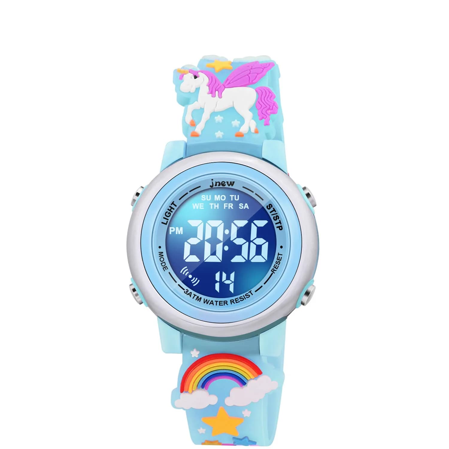 VAPCUFF Unicorn Watch for Girls 3-12 Years, Blue Silicone Strap | Digital LED Light-Up Toy Watch - main product image