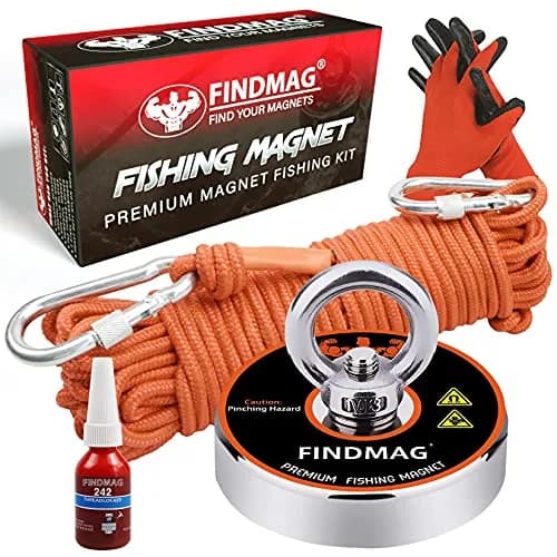 FINDMAG 500 LB Neodymium Fishing Magnet Kit 60mm (2.36 Inch) Diameter | Heavy Duty Underwater Retrieving Tool - main product image